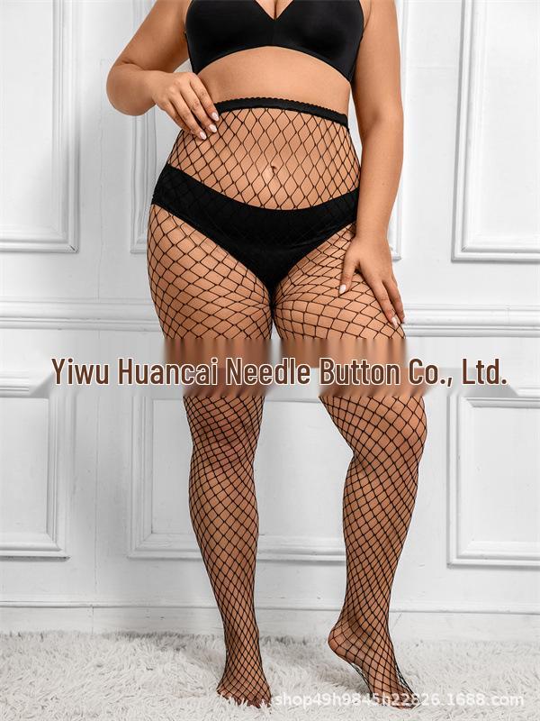 Plus Size Open Crotch Fishnet Stockings - Sexy Mesh Lingerie in Large, Medium, and Small Sizes