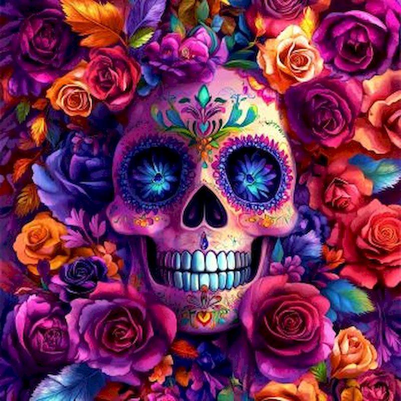 Diamond Painting Skull Flower Diamond Embroidery Rhinestone Pictures Cross Stitch Kits Mosaic Gifts