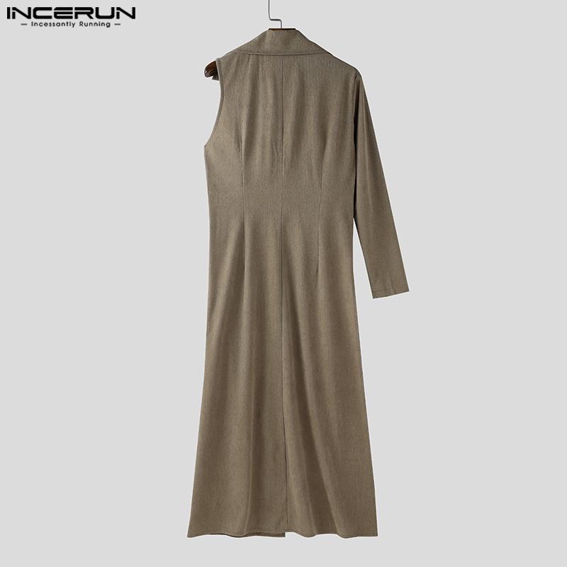 INCERUN Men Lapel One Sleeve Buttons Up Irregular Gothic Long Cardigan Vest