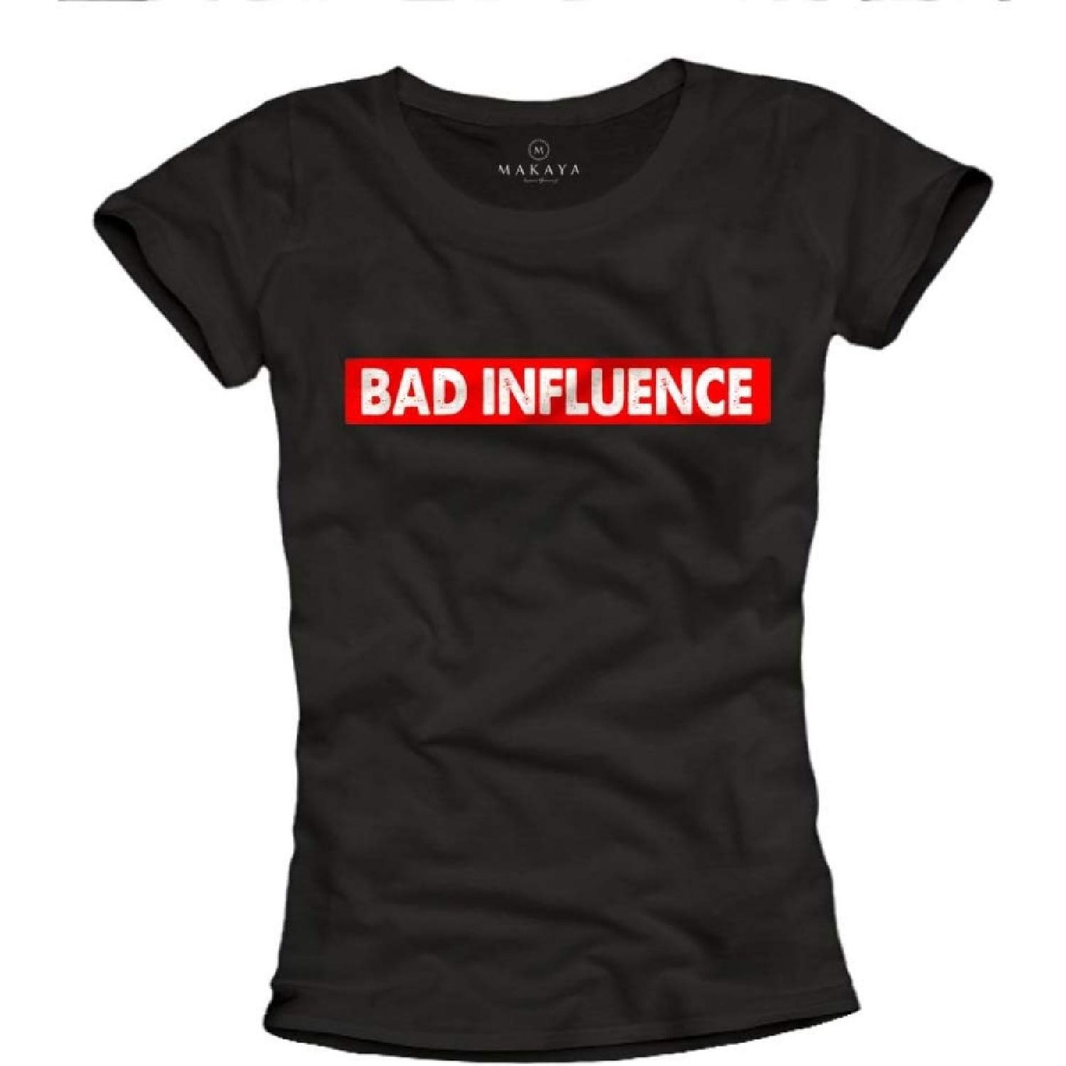 MAKAYA Funny Print Shirt for Women - Bad Influnece - Graphic Tees for Girls S
