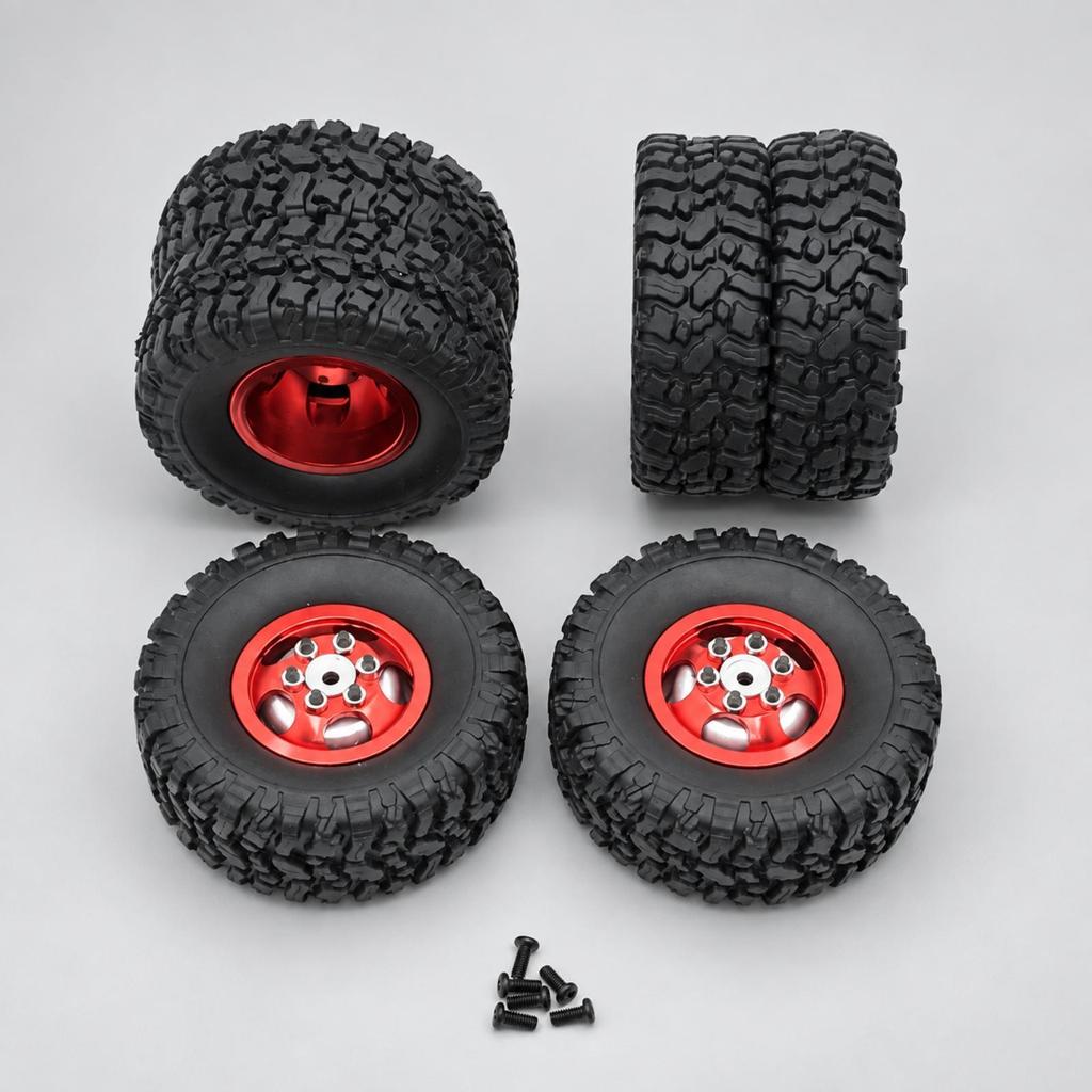 4 Pieces 1/16 remotes Control Wheel Assembly MetalUpgrade RC RoughTerrain with Mounting Screws