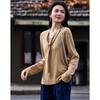 Women's Elegant Slim Fit Round Neck Ribbon Long Sleeve T-shirt