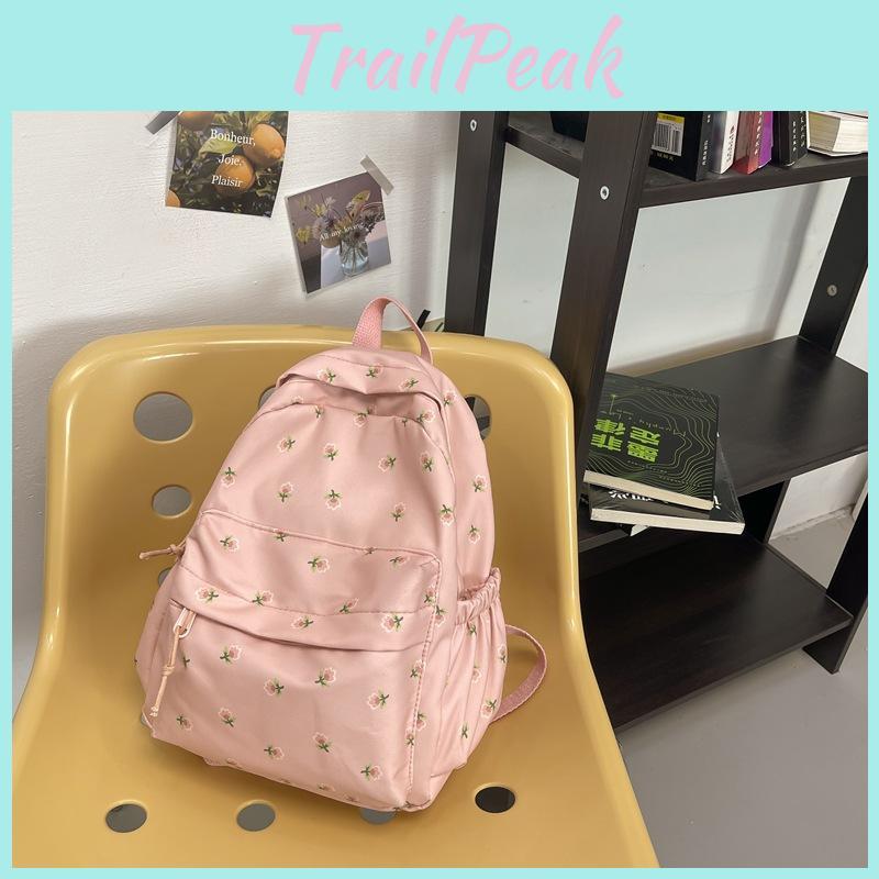 Pattern Simple Flower Student Leisure Backpacks For School And Daily Use