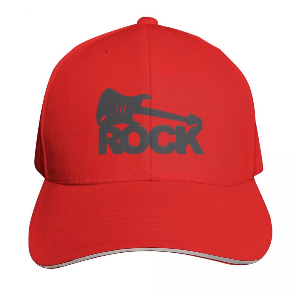 Logo Rockowe z Gitarą Czapka Modna Codzienna Czapki Baseballowe Regulowany Kapelusz Hip Hop Lato Unisex Czapki Baseballowe