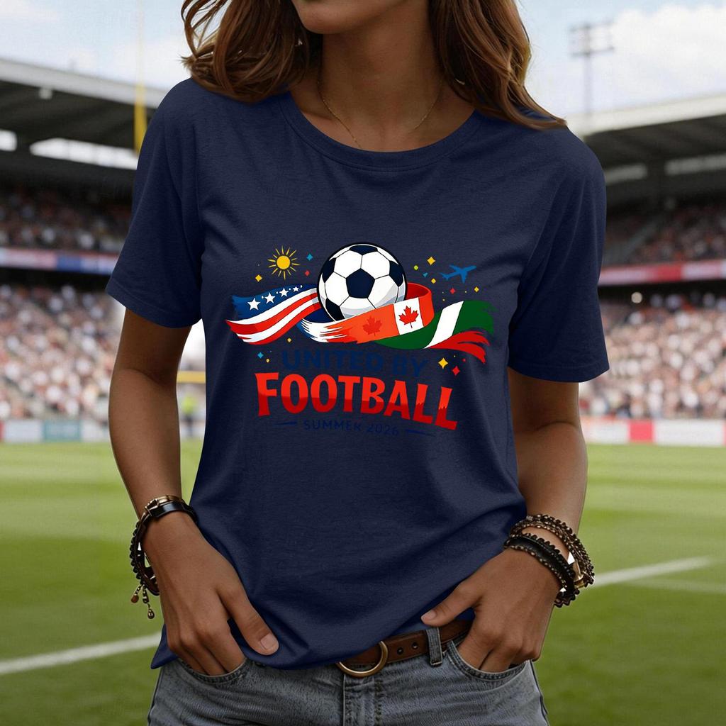 Damenmode, lässig, bedruckt, kurzärmlig, Rundhalsausschnitt, Pullover