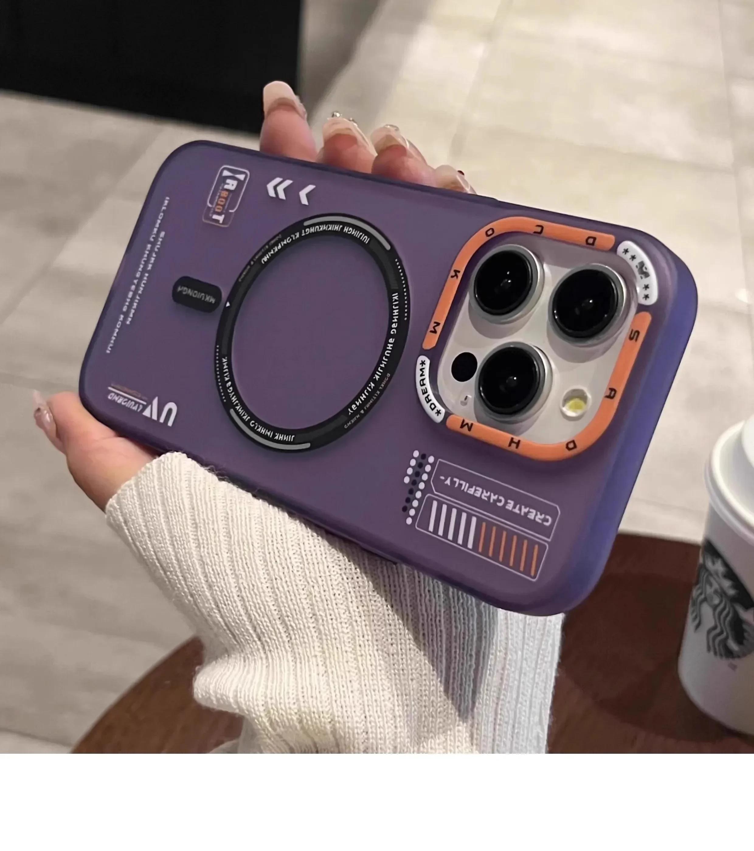 

Матовый магнитный чехол для iPhone 16 15 13 12 14 Pro Max Magsafe Wireless Charge Матовая задняя крышка с металлической рамкой объектива и кнопками for iPhone 15 Pro