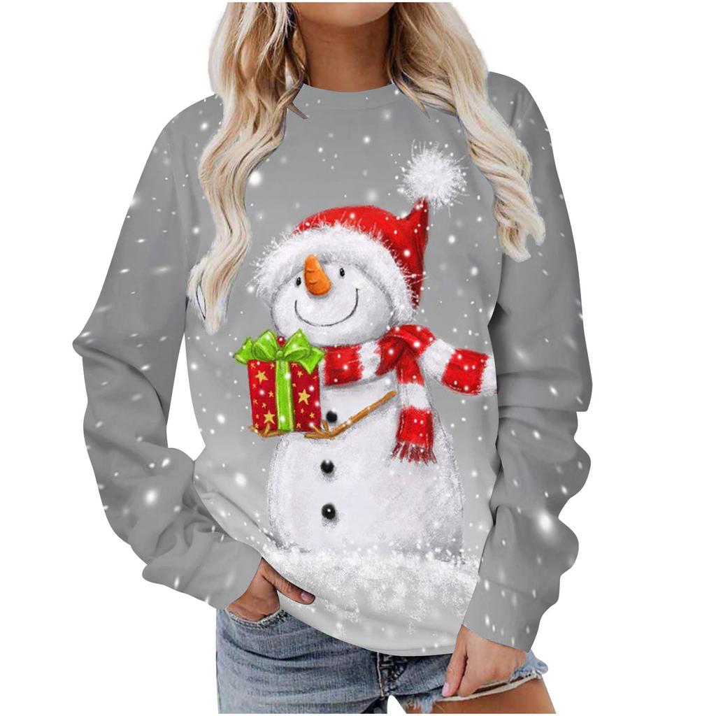 Autumn Christmas 3D Printed Women's Pullover Casual Loose Long Sleeved Top Fashion Hoodie Plus Size Women's Sweatshirt