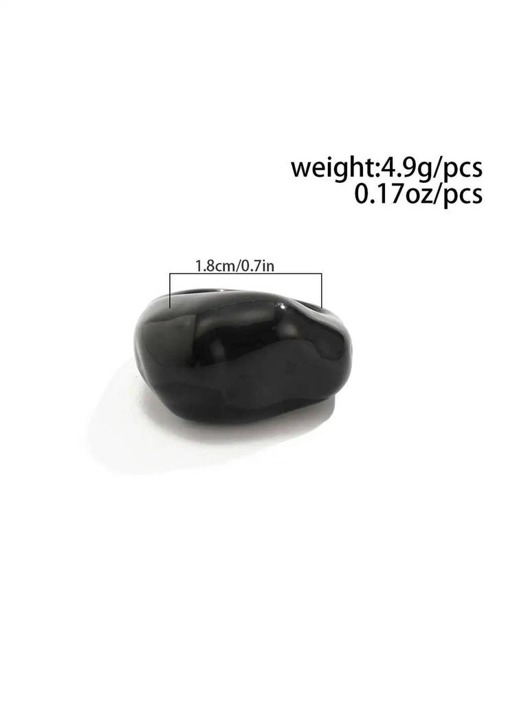 SHIXIN Creative Black White Thick Resin Acrylic Rings for Women Minimalist Irregular Geometric Wide Finger Ring Punk Men Jewelry