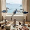 Wood Bird Statue, Nautical Seagull Figurine, Coastal Ocean Standing Sea Bird Statue for Home Bathroom, Living Room, Table Decor