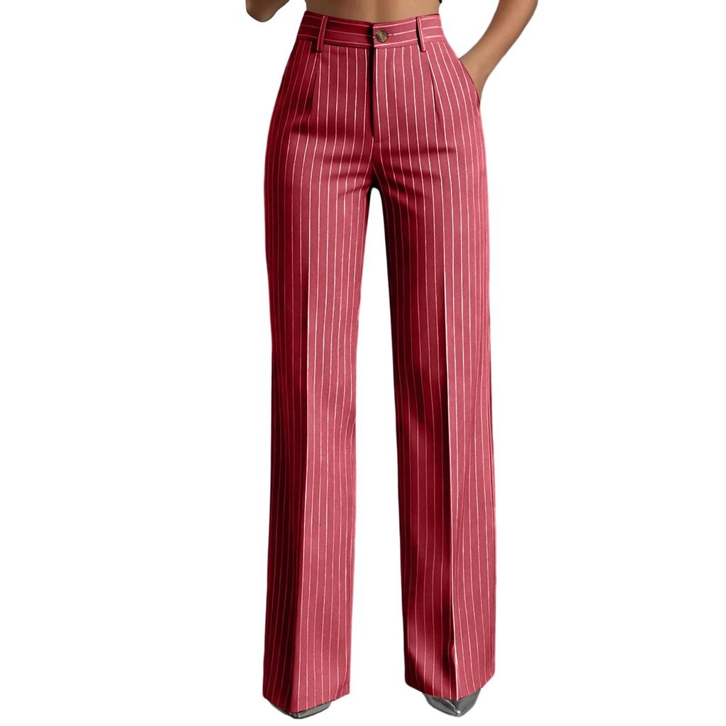 High Waist Wide Leg Dress Pants for Women Business Casual Trousers with Button Closure and Belt Loops Suitable for Office and Daily Wear