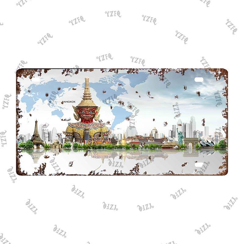 Thailand City Metal Sign Tin Poster 30X15CM Vintage Plate Tourist Souvenirs Wall Bar Home Decor Gift Customizable DC-0314A