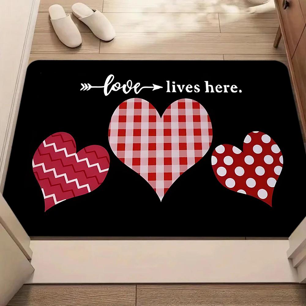 

Zerbino di benvenuto Hello Heart Tappeto da ingresso marrone con tappetino antiscivolo a forma di cuore rosso per la decorazione domestica Idea regalo 40x60cm