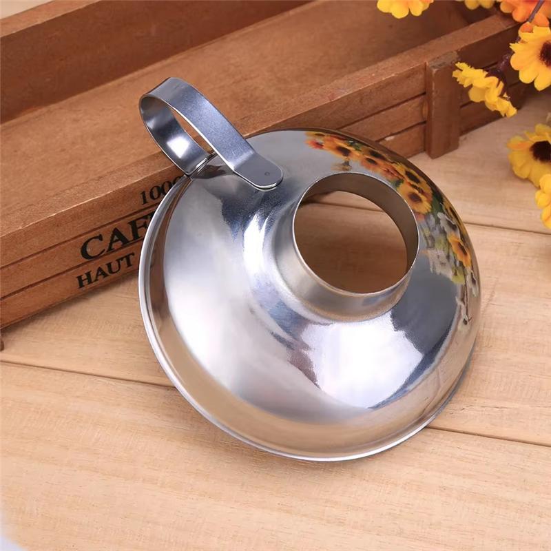 Good-Stainless Steel Wide Mouth Canning Funnel Hopper Thick Salad Dressing Funnel Wide Mouth Can For Oil Wine Kitchen