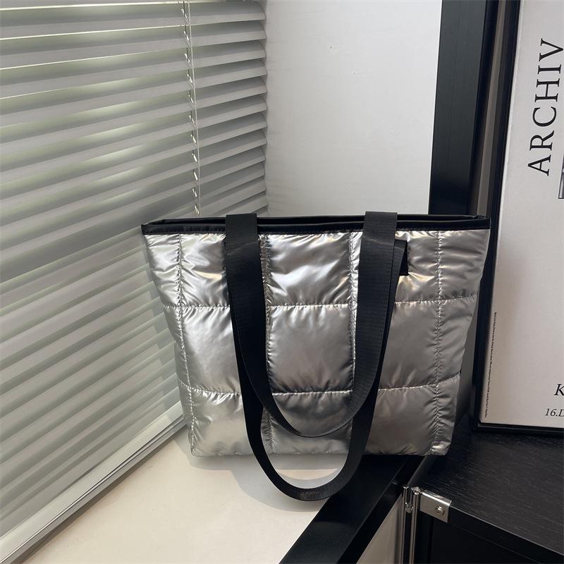 Korean Style 2025 Cotton Padded Large Tote Bag - Lightweight, Fashionable Single Shoulder Bag for Women