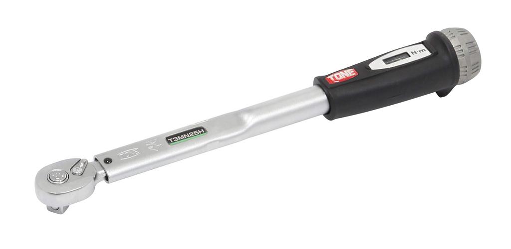 TONE Preset Torque Wrench (Direct Set/Hold Type), T3MN25H, 9.5mm (3/8") Drive, Black, 25N·m