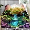 Fairy Cliff House Fleece Blanket, Fantasy Cottage Throw
