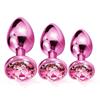 Rose Gold Rainbow Metal Anal Beads Butt Plug Set Colorful Crystal Mini Small Medium Large Anal Plug Jewelry Sex Toy Insert