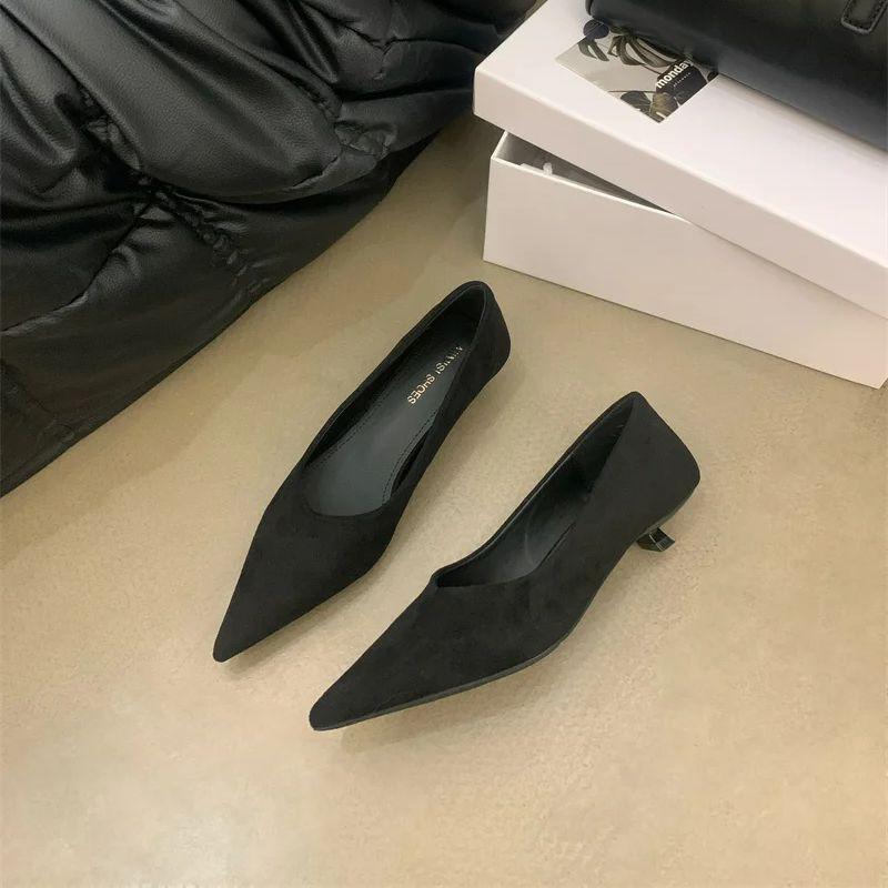 Fashion Bailamos Autumn Women Pumps Shoes Fashion Pointed Toe Slip On Ladies Elegant Single Shoes Thin Low Heel Dress Pumps Shoes Mujer