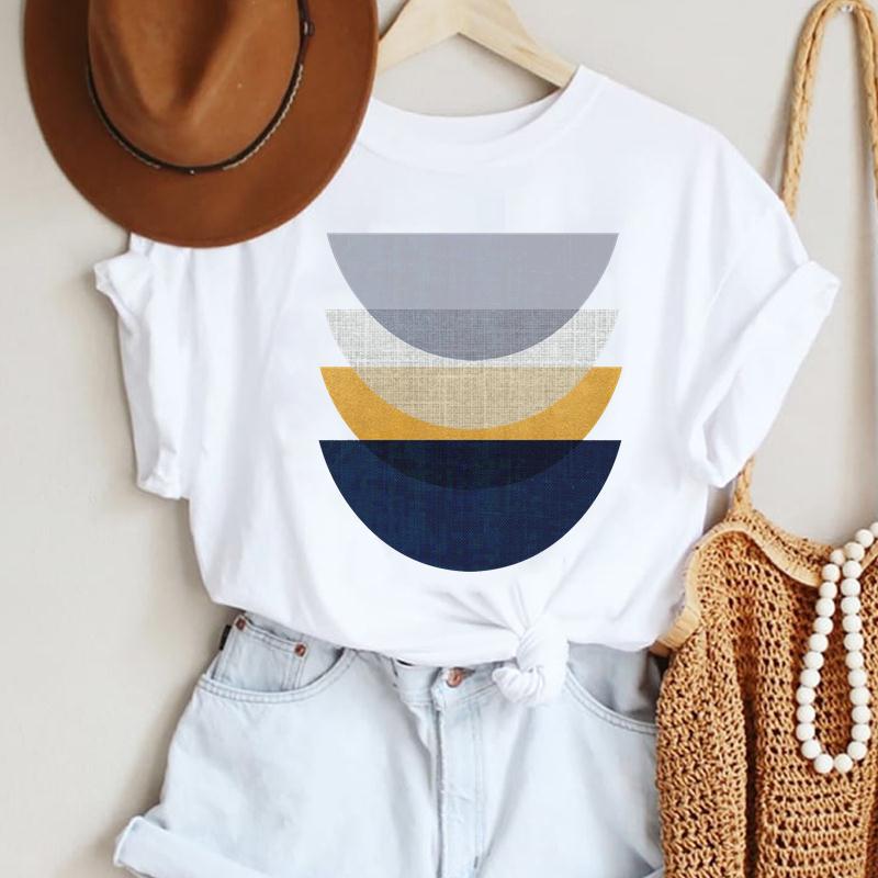 Fashion Casual Landscape Mountain Graphics Womens T-Shirt 90S Summer Blouse Loose White Short Sleeve O-Neck Female Tops Clothing