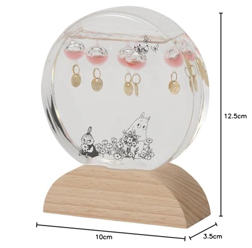 Chatani Glass Float Thermometer, Round, "Moomin" Design, W10 x D3.5 x H12.5cm, "FunScience" Item No. 152-333232