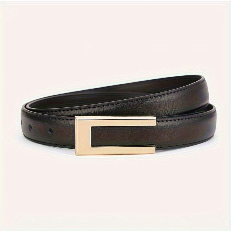 

CKIRUV Женский тонкий ремень с золотой застежкой - Светло-коричневый и черный, Универсальный для джинсов, костюмов и повседневной одежды, Прочный повседневный аксессуар One size чёрный