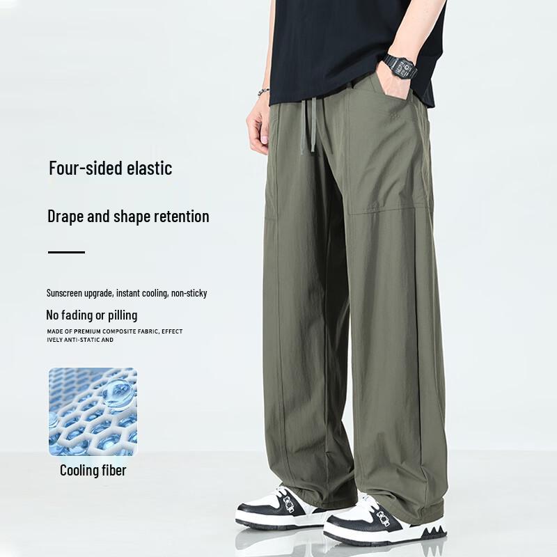 Luomen Men's Summer Breathable Loose Wide-Leg Pants