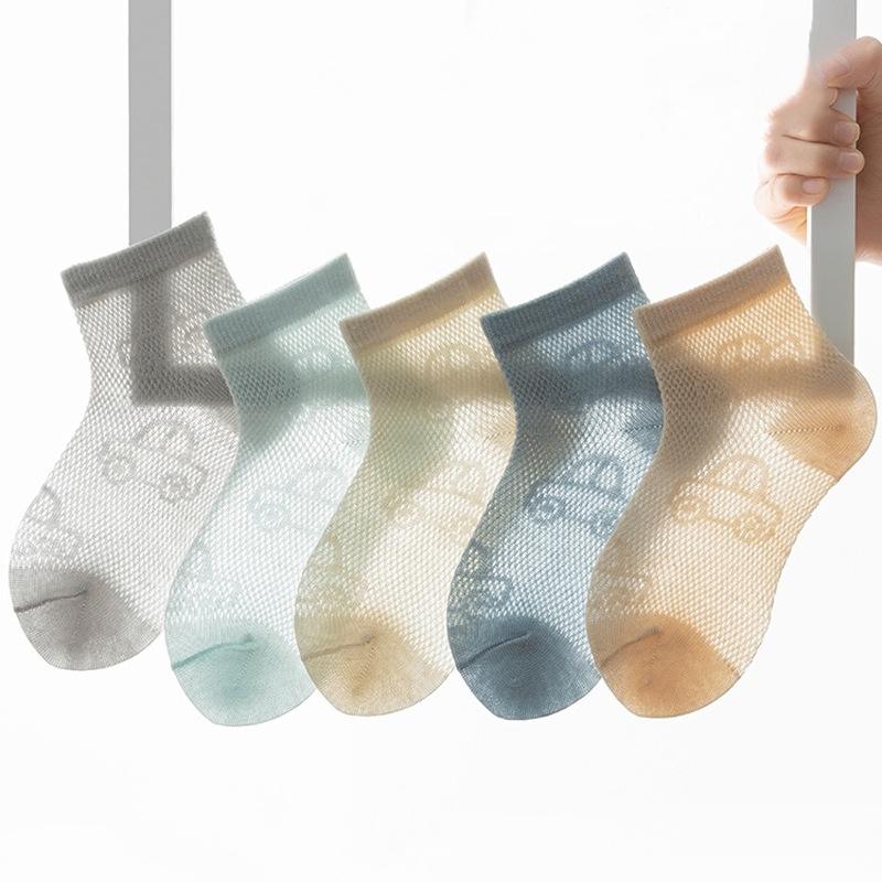 5Pairs/set Kids Boys Mesh Socks Cartoon Car Summer Thin Breathable Socks For Boys Casual Children's Student Sock 2-12Years New