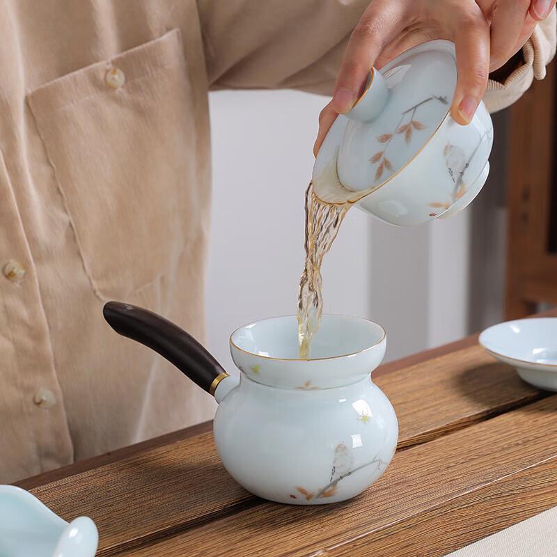 Modern Mutton Fat Jade White Porcelain Office Tea Set