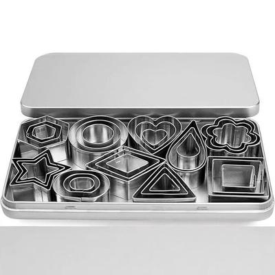 Stainless Steel Mini Cookie Cutters Set, 30-Piece Tin Box for Fondant & Cookies