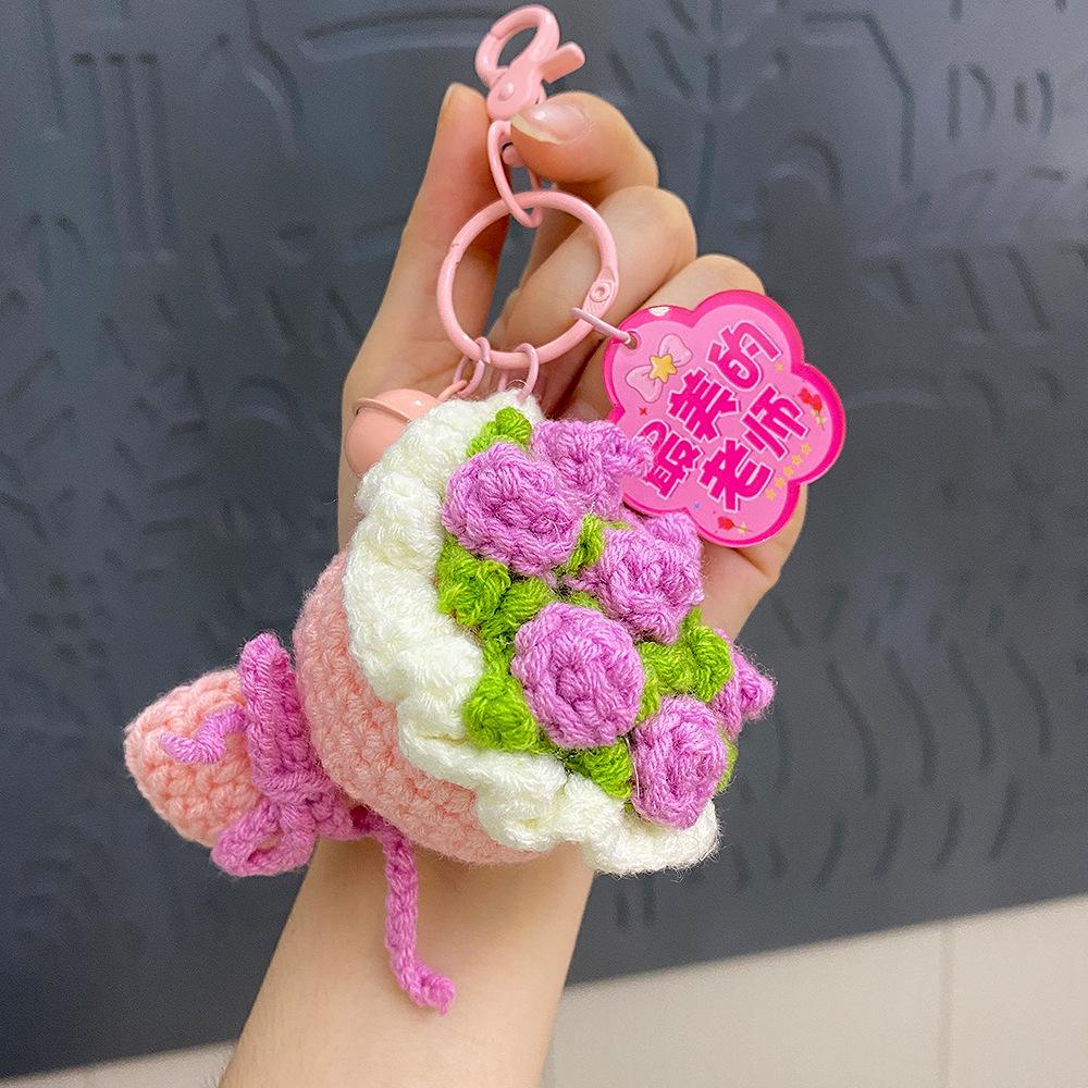 

2025 Teacher s Day Woolen Flower Bouquet Keychain: Hand-Tied Thank You Gift for Female Teachers