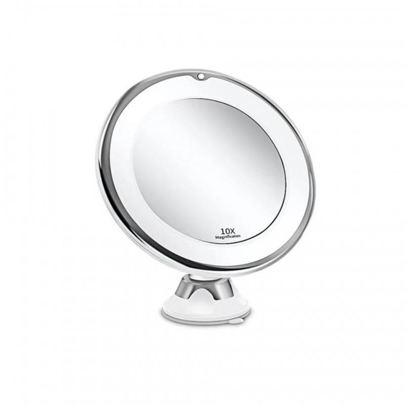 5X/10X Magnification LED Lighted Vanity Mirror, Suction Cup Rotating Makeup Mirror, High Definition Portable
