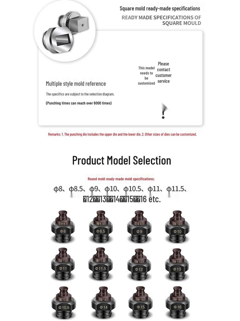 Matriță Mașină de perforat hidraulică electrică - Punson rotund/oval pentru oțel inoxidabil