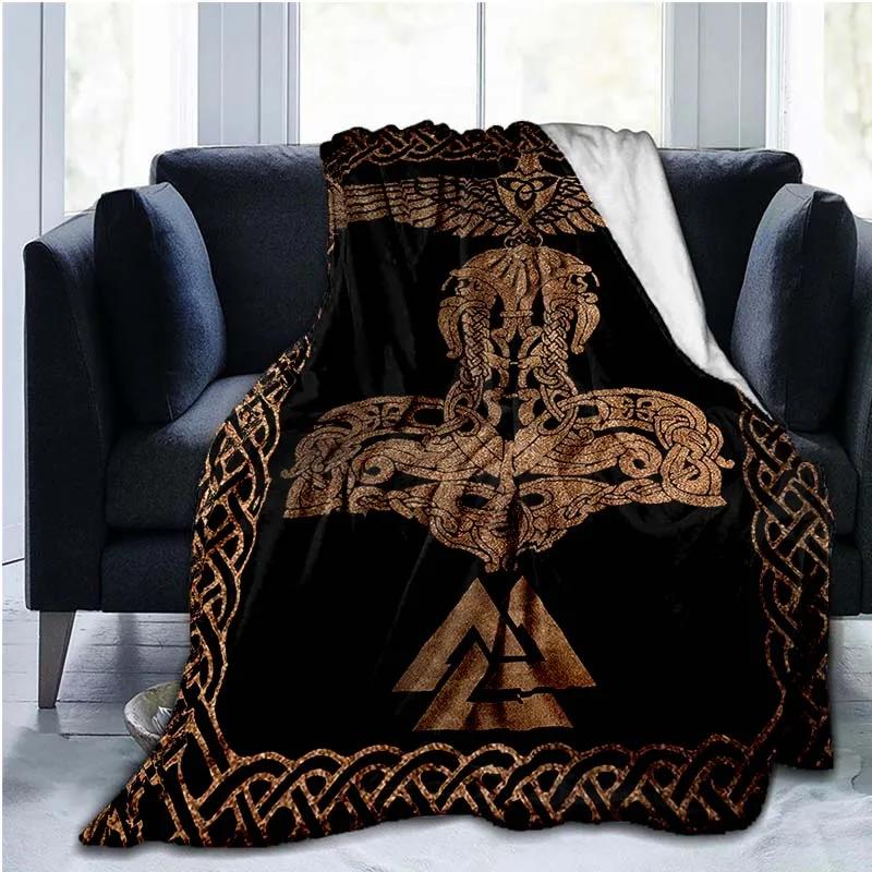 The Vikings Ancient Scandinavian Norse Runes Axes 3D Soft Throw Blanket Lightweight Flannel Warm Blanket for Bedroom Couch Sofa
