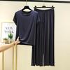 T-shirt estive in modal a maniche corte e pantaloni a gamba larga Set pigiama tinta unita Abbigliamento casual per la casa Tuta 2 pezzi Pigiama casual abbigliamento comodo