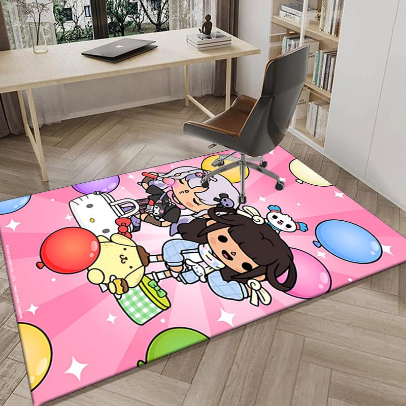 Toca Boca Spielfiguren im Gittermuster Teppich für das Büro, Stuhlunterlage, Dekorations Teppich Wohnzimmer Schlafzimmer Matte, Große Größe Fan Geschenke Weihnachtsgeschenke