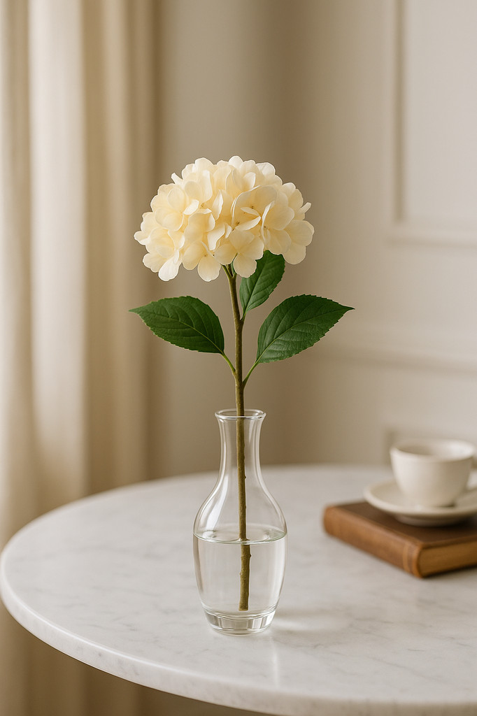 Künstliche Hortensie mit grünem Blätterstiel, realistische Kunstblume, für Hochzeit, Zuhause, Büro, Tischdekoration, Kunstblumenzweig, Blumenarrangement