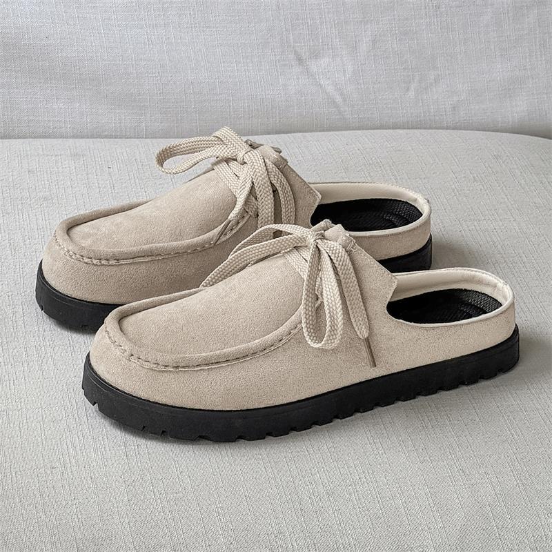 2025 Platformowe Mulesy Męskie Mokasyny Bez Pięty Kapcie Gruba Podeszwa Półbuty Dla Mężczyzny Zamknięty Czubek Klapki Odkryte Pięty Buty Codzienne