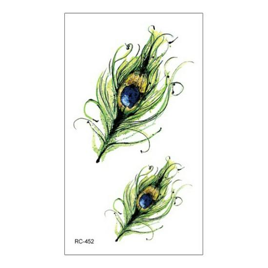 Waterproof Long-lasting Cute Peacock Feather Temporary Tattoo Stickers for Women