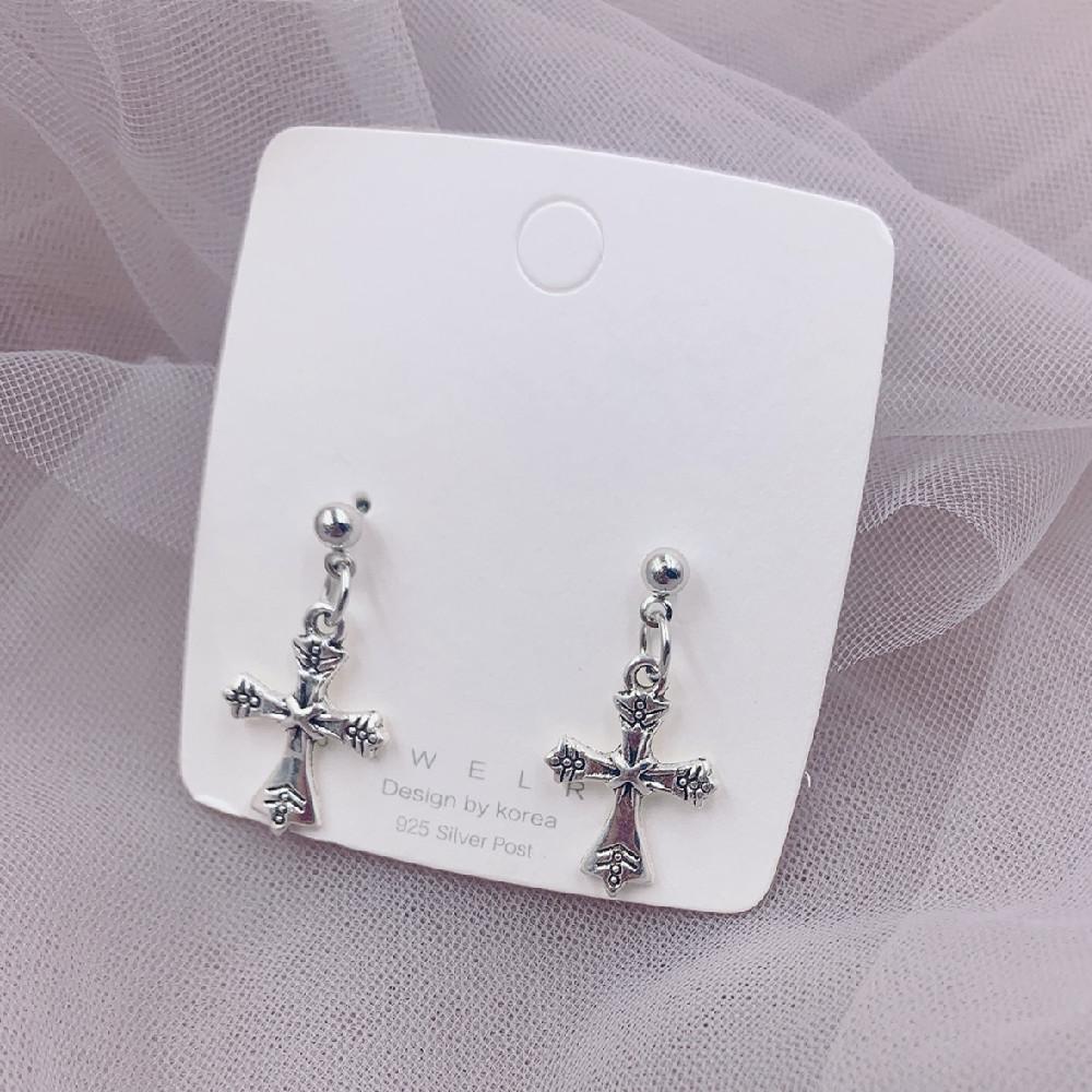 Fashion Cross Pendant Cartilage Drop Dangle Earrings Punk Jewelry For Cool Women Girl Friendship Gifts