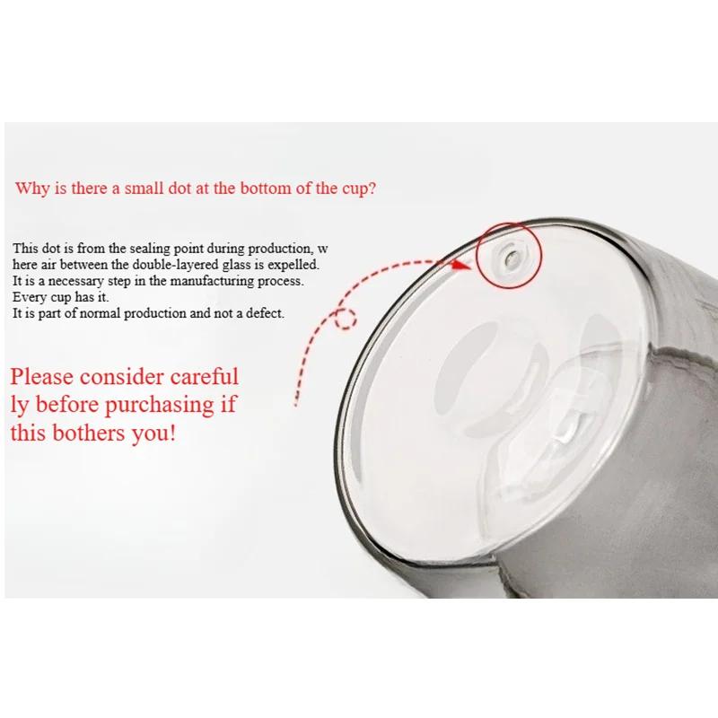 For Double-layer Wall Transparent Cup Coffee Milk Drink Mug High Borosilicate Glass Drinkware Heat Resistant Household Office