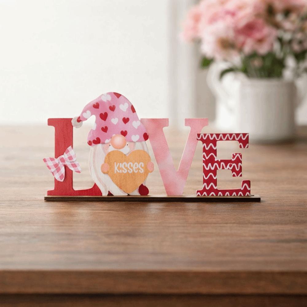 LOVE KISS Love Wood Knot Ornament Wooden Art Craft Lip Love Heart Valentine Day Wooden Decorations Pink Red Hand-carved