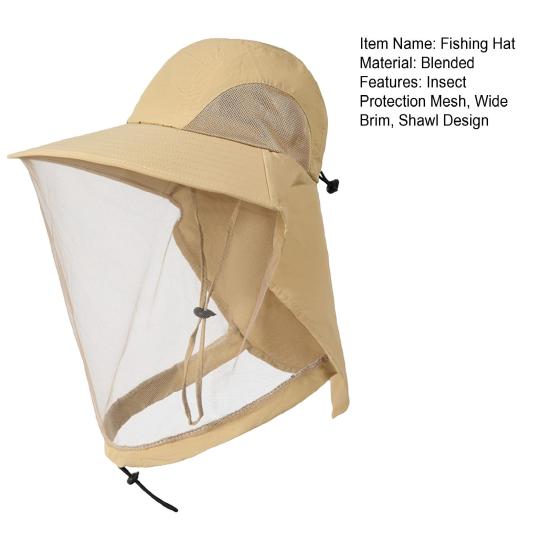Fishing Hat Insect-Proof Bee-Proof Breathable Mesh Outdoor Anti-Mosquito Hat Shawl Design Wide Brim Summer Sun Hat