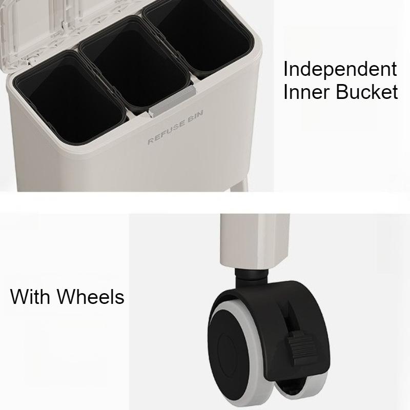 Kitchen High Footed Trash Can With Lid Modern Large Capacity Trash Bin Minimalist Built-in Wastebasket Home Cleaning Supplies