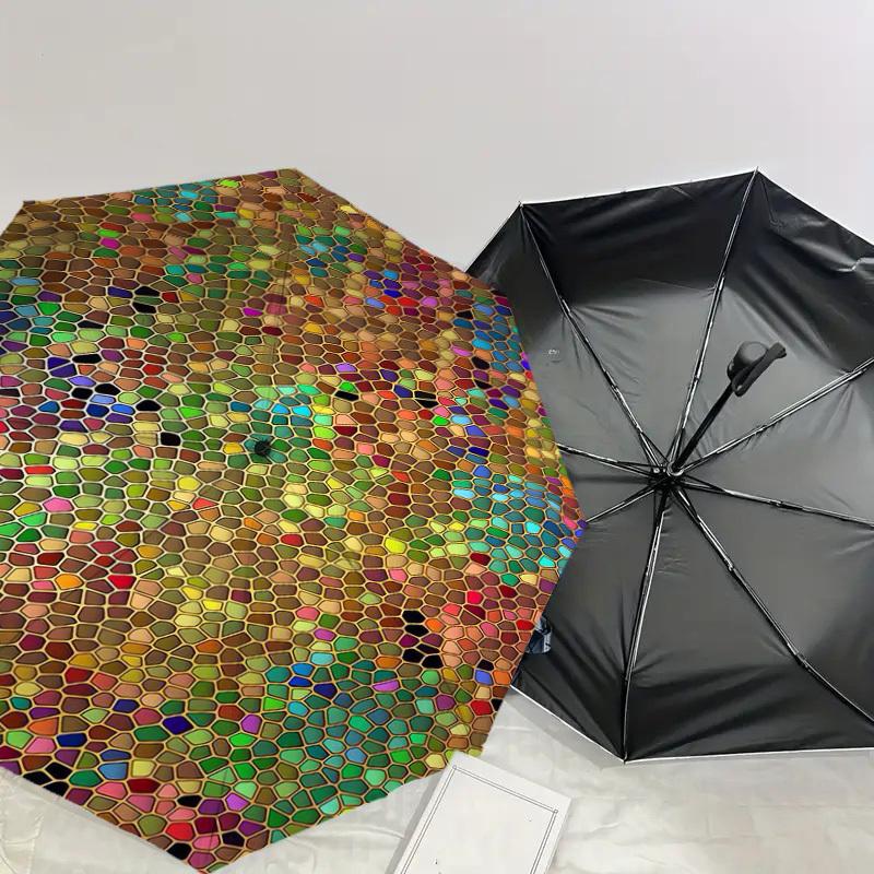 1pc mosaic colorful Pattern Umbrella  Automatic Opening and Closing Umbrella, High quality Umbrella, Ideal Gift for Her 157
