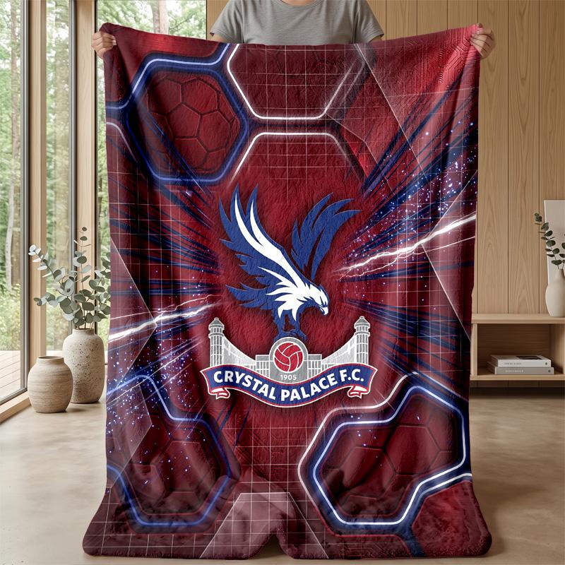 Couverture Flottante en Flanelle Imprimée Football Crystal Palace, Couverture Jetée Douce Chaude Légère pour Canapé Lit Camping