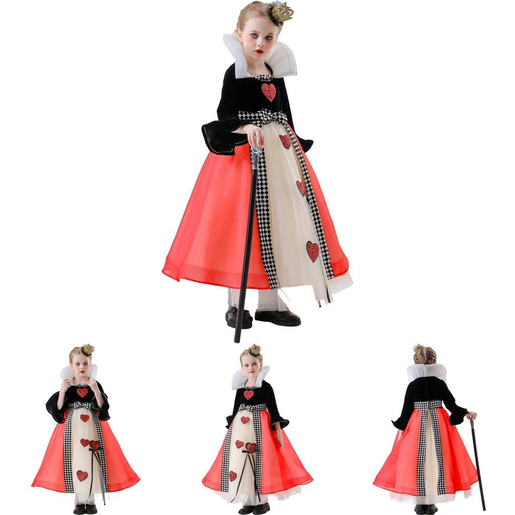 The Red Queen Girls Cosplay Dress With Puffed Skirt For Themed Events