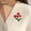 Elegant Floral Jewelry Enamel Tulip Ladybug Brooch for Women, Oil-Dripping Flower Ladybird Decorative Accessory Lapel Pin, Sweater Cardigan Coat Suit