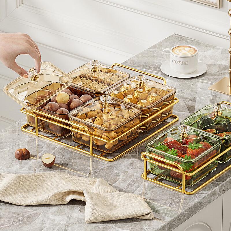 Light Luxury Divided Snack & Candy Box with Transparent Lid