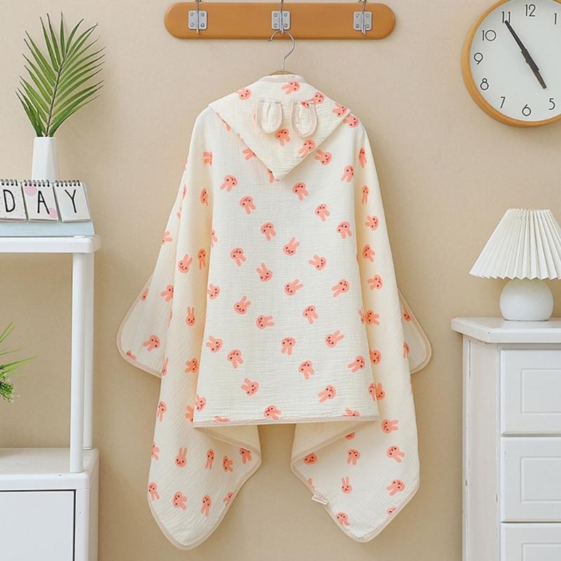 Infant Hooded Towel Gauze-Cotton Breathable Bathrobe Print Summer Sun-proof Cloak Bath Towel Gender Neutral Soft Towel