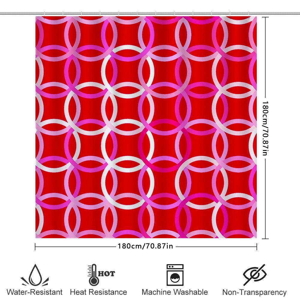 Bath Time Fun: Red Pink Modern Geometric Shower Curtain Decorates Your Bathroom With Vibrant Colors Perfect For Girls Bathrooms